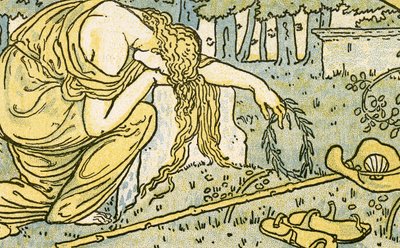 "How Should I Your True Love Know", Ophelian laulu "Hamletista", näytös IV, kohtaus 5, kuvitus teoksesta "Pan-Pipes", Vanhojen laulujen kirja, äskettäin sovitettu ja säestetty Theo. Marziaalit, julkaisut tekijältä Walter Crane